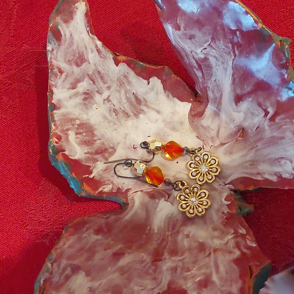 Homemade Flower Dangle Earrings